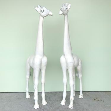 Whimsical Tall Wood Carved Giraffe