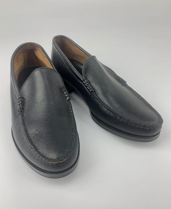 1960's Slip-On Shoes - Black Leather Uppers - FORTUNE LABEL - Vintage Dead Stock - Men's Size 7 