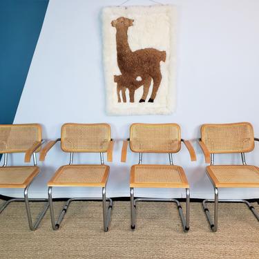 Vintage Set of Four Marcel Breuer Cesca Style B64 Cantilever Chairs | MCM All-Cane Armchairs Dining Room Furniture FREE SHIPPING!!! 