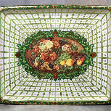 Daher Decorated Ware Metal Tray - Fruits and Flowers Design - Made in England - Abundant Flowers | FREE SHIPPING 