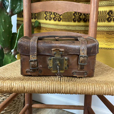 Antique Leather Box with Key 