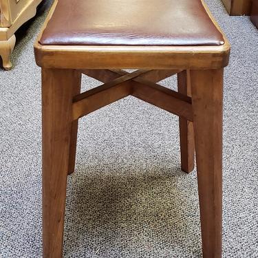 Item #T294 Vintage Oak “Benchair” Seat w/ Leather Top c.1950
