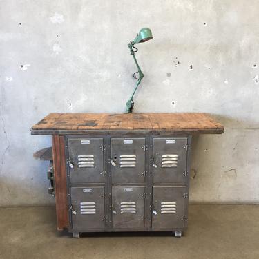Stripped Steel Locker Stand With Light &amp; Stool