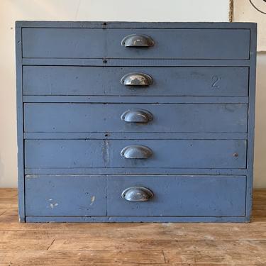 Vintage 5-Drawer Blue Cabinet