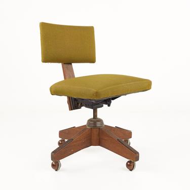 Mid Century Walnut Rolling Office Desk Chair - mcm 