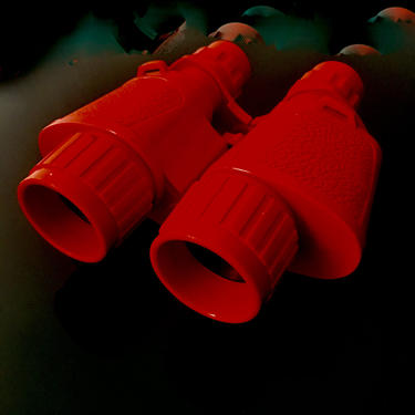 A Vintage Mid Century Modern Red Plastic Binoculars Italy 