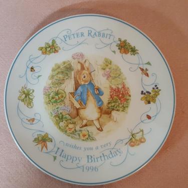 Vintage Beatrix Potter Nursery Ware 1996 Peter Rabbit Birthday Plate By Wedgwood 
