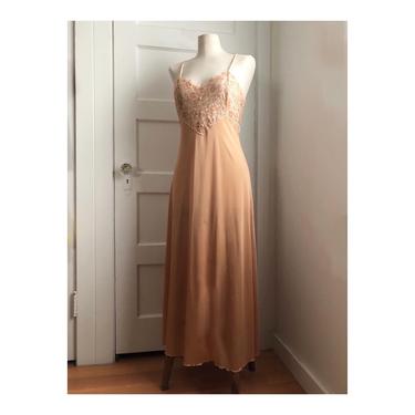 1950s Peachy Keen Lace Lingerie Slip Dress- size med 