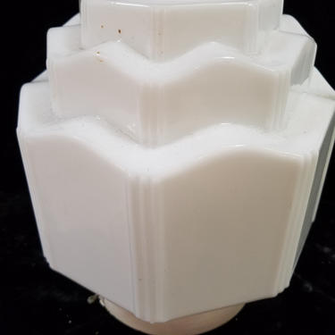 Semi Flush Art Deco Milk Glass  Tiered Octagonal. 9 x 9