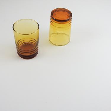 Vintage Amber Glass / Mid Century Modern Cocktail Glasses 