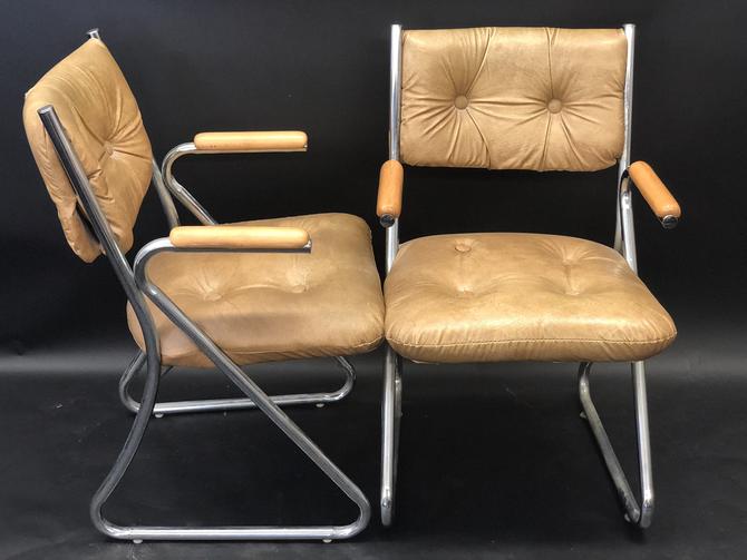 Chrome Tubular Dining Chairs W, Vintage Leather And Chrome Dining Chairs