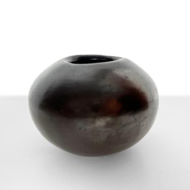 Small Burnished Ceramic Black Vase 