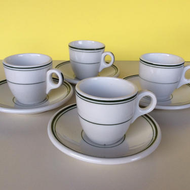 Diner Set of 4 Expresso Cups and Saucers by Sterling China of Ohio 