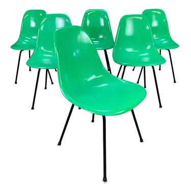 Set of Six Vintage Mid Century Modern Dsx Fiberglass Chairs by Charles Eames for Herman Miller 