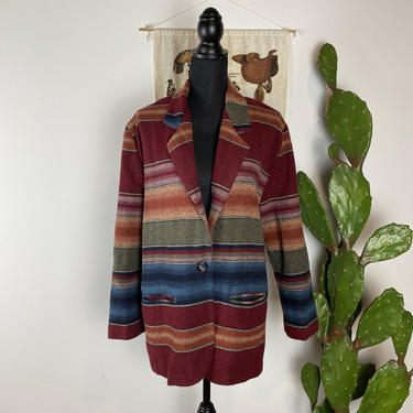 Women's Vintage Pendleton Wool Blanket Coat Serape Jacket Size M 