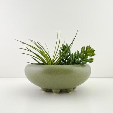 Vintage Haeger Pottery Round Footed Planter Bowl, Haeger 3758, Shallow Ceramic Planter Vase, Ilebana Japanese Flower Arranging Vessel 