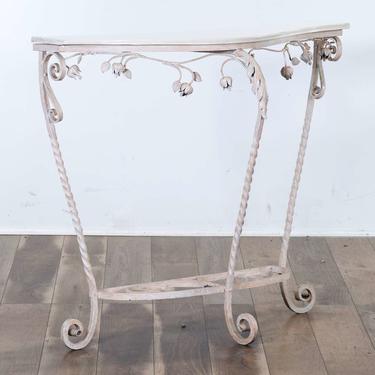 French Provincial Iron Console Table W Marble Top 2