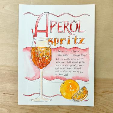 Aperol Spritz Cocktail Recipe Origional Watercolor Painting