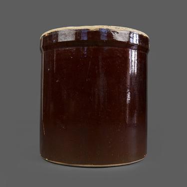 Vintage Stoneware Crock Roseville Ohio Pottery Large Jar Pot Crock Container Dark Brown Color 