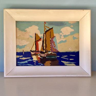 MCM Paint by Number PBN Sailboats at Sea, Classic 1970s &amp;quot;Art&amp;quot; 