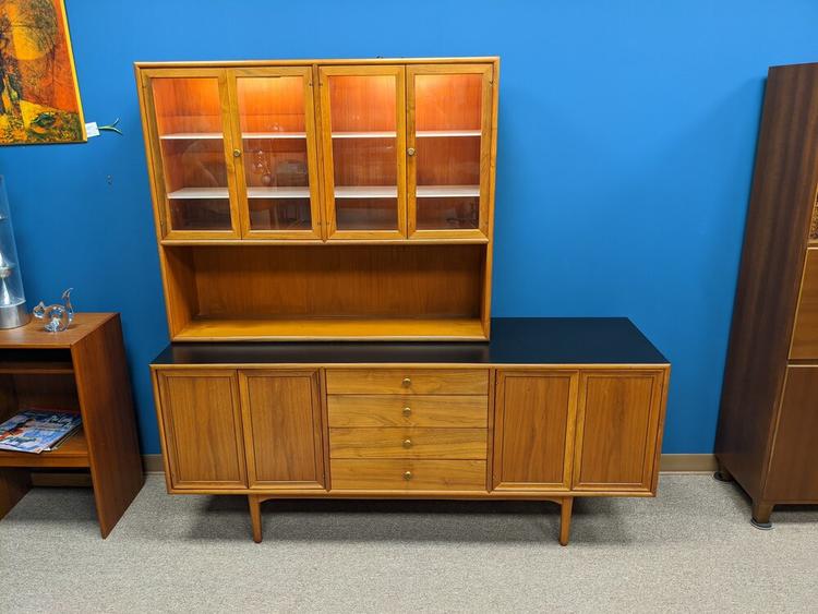 Mid-Century Modern credenza and hutch from the Declaration collection by Kipp Stewert for Drexel