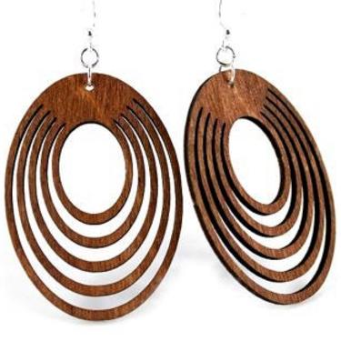 Ovals Offset - Wood Earrings 