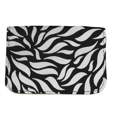 Cotton Card Holder - Black and White Petals