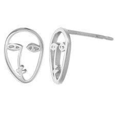 Sterling Silver Picasso Face Earring by Boma