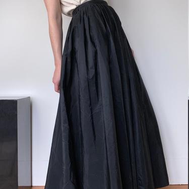 vintage black sculptural high waist maxi pleat skirt size medium 