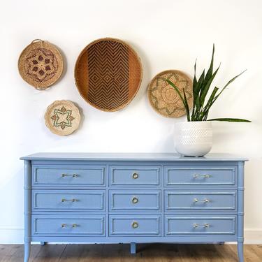 AVAILABLE - Light Blue Faux Bamboo Dresser 