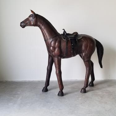 Mid 20th Century Life-Size Leather Horse Floor Sculpture. 