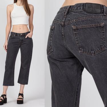90s Calvin Klein Cropped Jeans - Medium | Vintage CK Faded Black Denim Ankle Jeans 