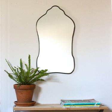 Oval Mirror Handmade Wall Mirror Wall Mirror Miroir Oblong Sculpted Organic Curved Curvy Scalloped by fluxglass