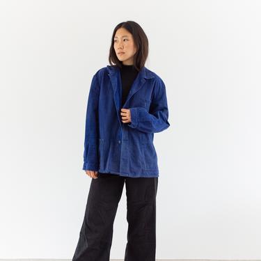 Vintage Rich Blue Chore Jacket | Unisex Herringbone Twill Cotton Utility Work Coat | M | FJ006 