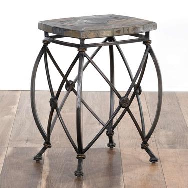 Contemporary Empire Style Stone Top End Table
