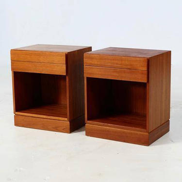 Pair Vintage Danish Teak Mid-Century Bedside Tables Nightstands Cabinets Scandinavian Vinde Denmark Iversen Wegner Vodder 
