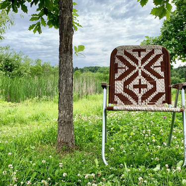 Macrame Lawn Chair | Folding Lawn Chair | Webbed Lawn Chair | Woven Lawn Chair | Outdoor Furniture 