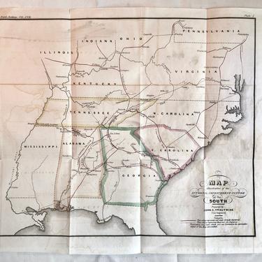 Rare Antique Railroad Map of Internal Improvement System of the South by John C Trautwine ca.1839 