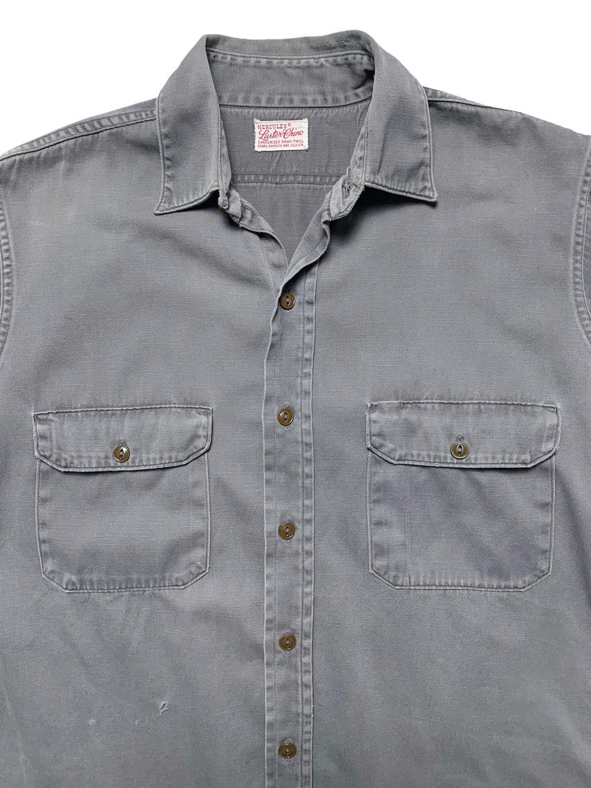 Vintage 1950s HERCULES Army Twill SANFORIZED Work Shirt ~ M ~ 50s ...