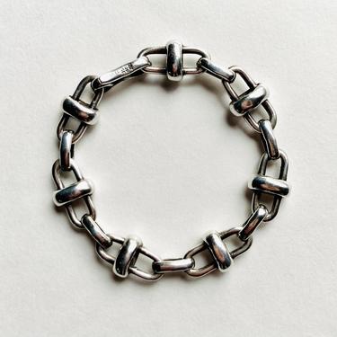Vintage Modernist Sterling Silver Anchor Chain Bracelet 7.75” 37.6g Mexican? 