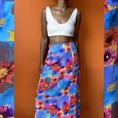 Vintage Floral Ankle Length Skirt by Nellovintage