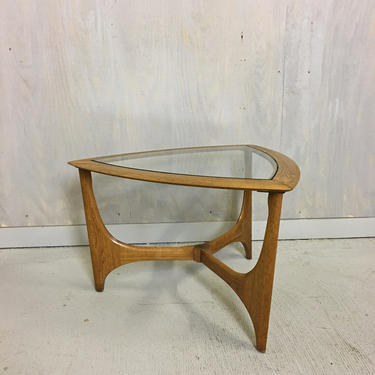 Lane Glass and Oak End Table 