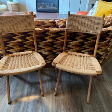 Set of 2 Vintage Mid Century 50s/60s Folding Cord Chairs Yugoslavia 