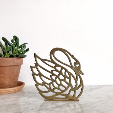 Vintage Brass Swan Bookend, Folding 