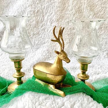 Brass Reindeer Trinket Box, Candy Dish, Holiday Home Decor, Sculptural, Vintage 