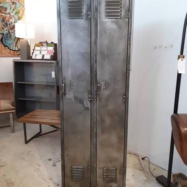 Vintage industrial stripped steel set of lockers 