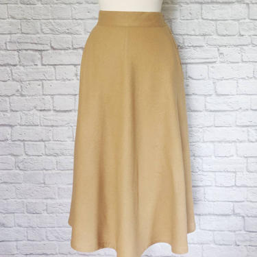 Natural Camel Wool Skirt // Semi Circle Skirt with Buttons and Pockets 