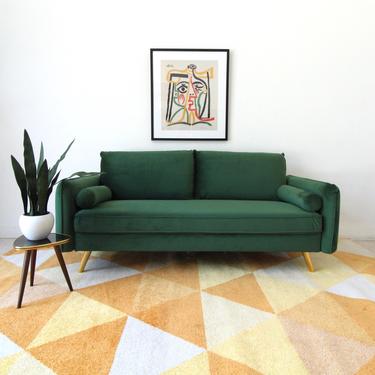 Nalini Forest Green Velvet Sofa