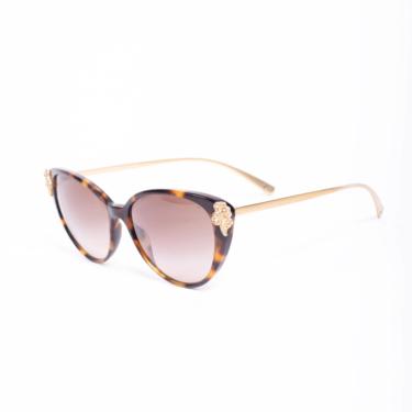 Vintage VERSACE Y2K Tortoiseshell Cat Eye Sunglasses with Gold Rhinestone Embellishments Gianni Versace 