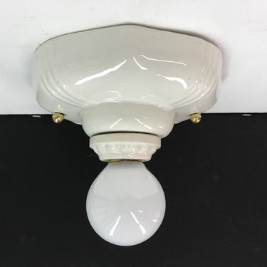5303 White Porcelain Bathroom Kitchen Ceiling Bulb Fixture Rewired Restored 